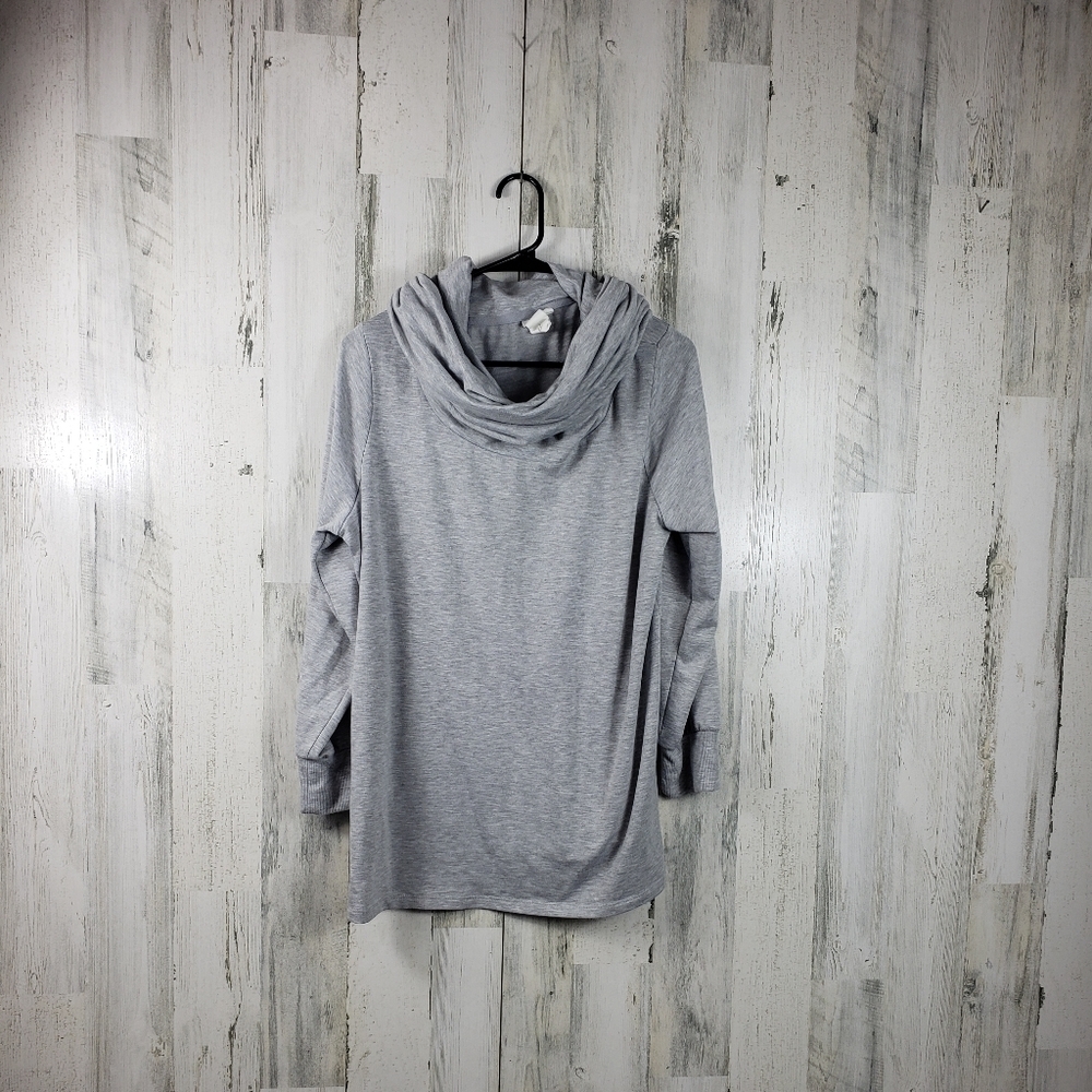 ady p gray long sleeve cowl neck shirt women's plus size 1X